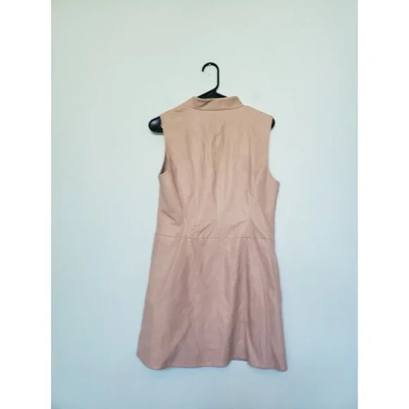 BCBGMAXAZRIA Womens S Caryn Mini Dress Faux Leather Pink Soft Club Party - Picture 2 of 8